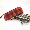 Initialed Plaid Cosmetic Brush Case