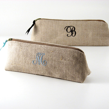 personalized linen cosmetic brush bag by Objects of Desire