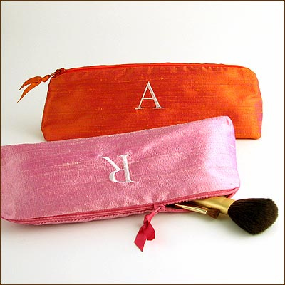 personalized solid silk cosmetic brush bag by Objects of Desire