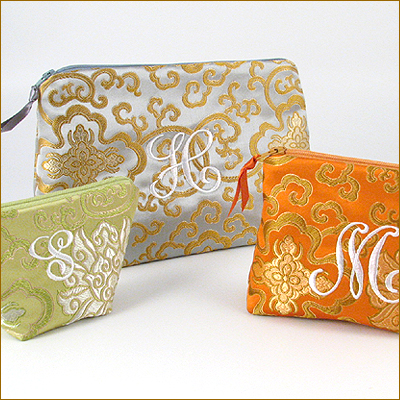 personalized brocade cosmetic bag - size large